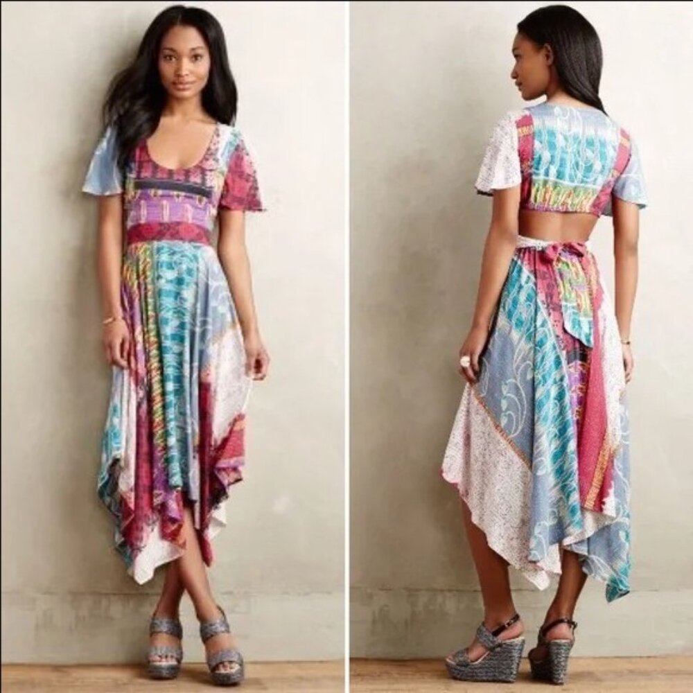 PLENTY BY TRACY REESE Anthropologie Kantha Patchwork Dress Size Medium - Picture 1 of 16